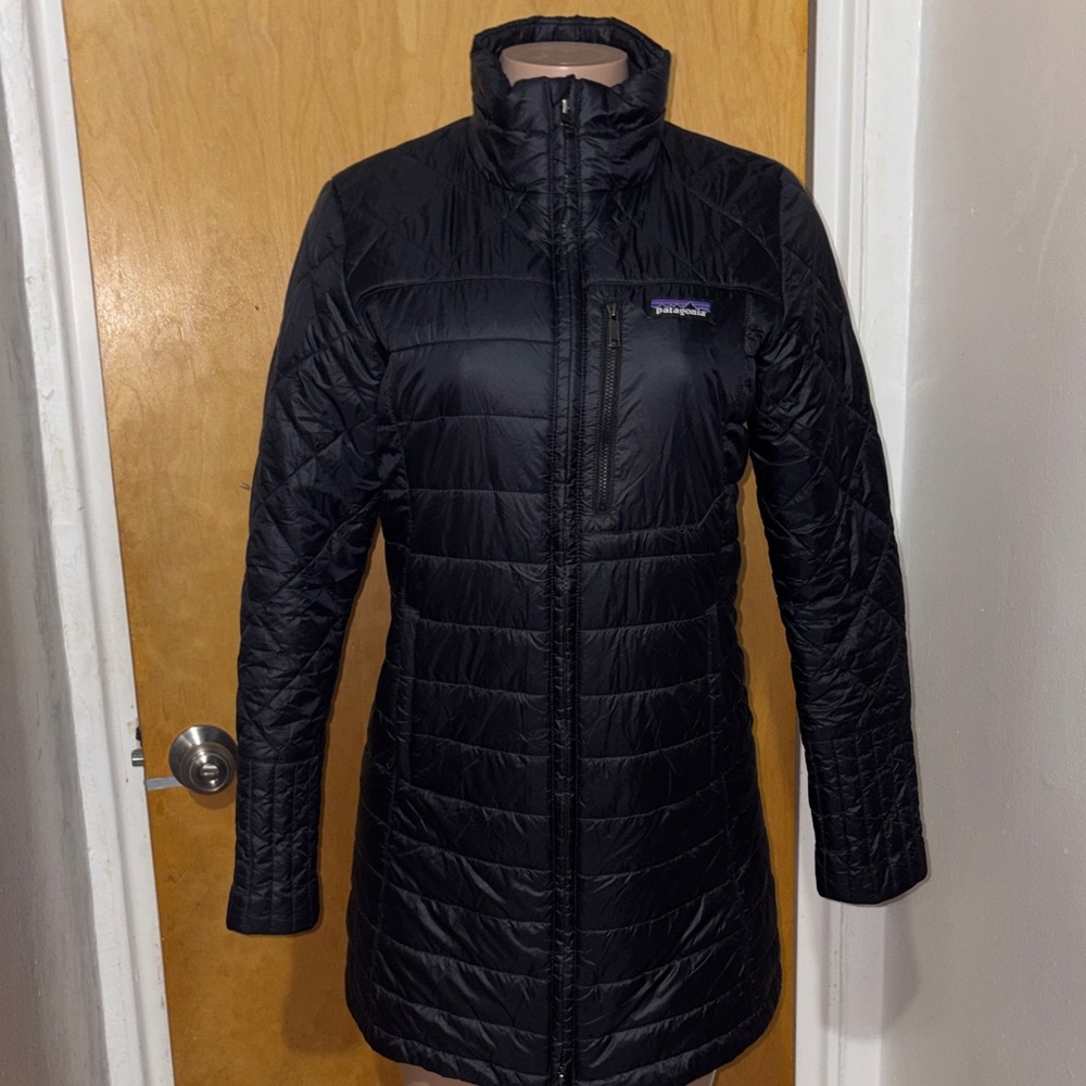 Women’s Patagonia Black Quilted Long Puffer Jacket Size S